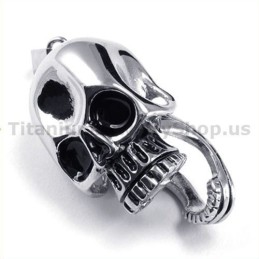Colgante De Calavera De Titanio Puro - Cadena Gratis