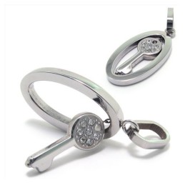 Colgante De Collar Con Diamantes Y Llave De Titanio Color Plata De Moda