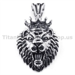 Colgante De Titanio Con Cabeza De Rey León (Cadena Gratis)
