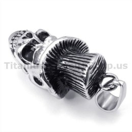 Colgante De Calavera De Titanio Con Sombrero - Cadena Gratis