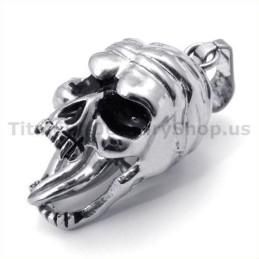 Colgante De Titanio Con Diseño De Calavera Y Lengüeta Móvil - Cadena Gratis