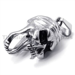 Colgante De Titanio Con Diseño De Calavera Y Lengüeta Móvil - Cadena Gratis