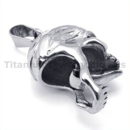 Colgante De Titanio Con Diseño De Calavera Y Lengüeta Móvil - Cadena Gratis