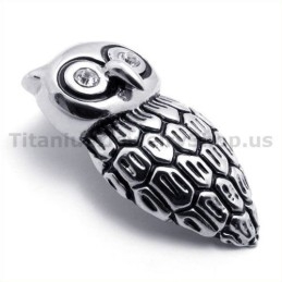 Colgante De Búho De Titanio Con Diamante (Cadena Gratis)