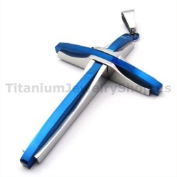 Colgante De Titanio Con Cruz Azul - Cadena Gratis