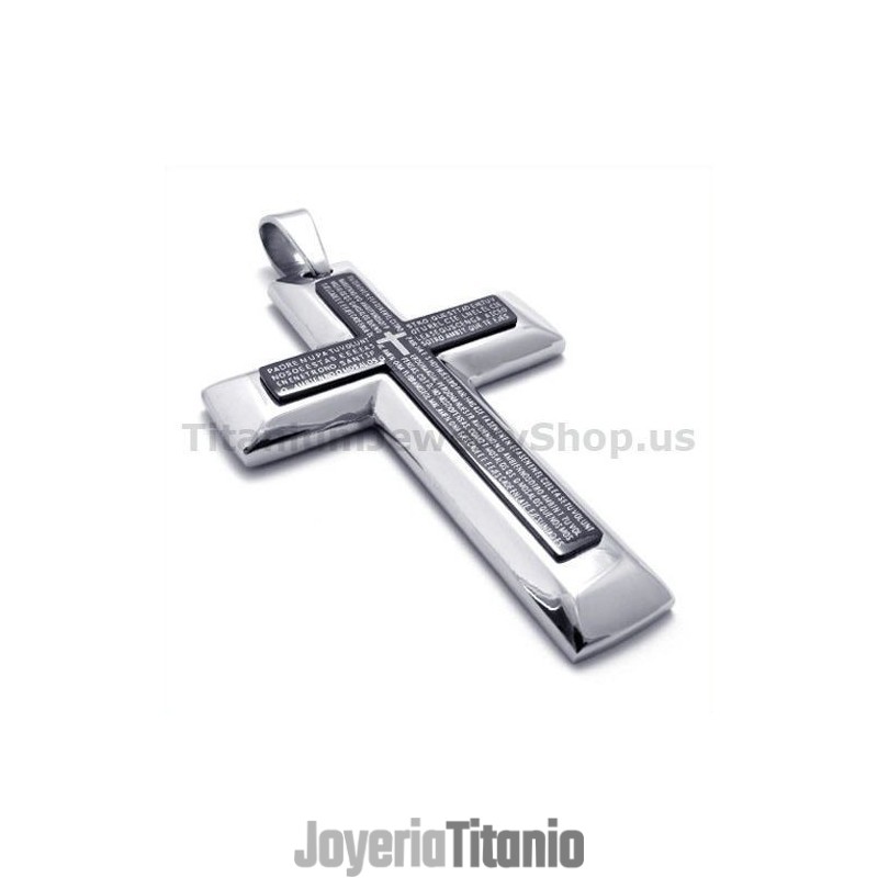 Colgante De Cruz Negra De Titanio Puro De Dos Capas - Cadena Gratis Colgante De Cruz Negra De Titanio Puro De Dos Capas - Cadena Gratis