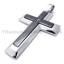 Colgante De Cruz Negra De Titanio Puro De Dos Capas - Cadena Gratis