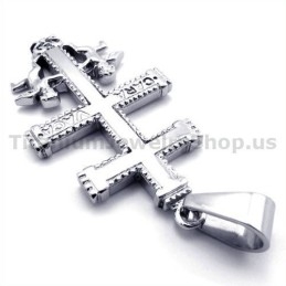 Colgante De Titanio Con La Cruz De Caravaca De Dos Ángeles - Cadena Gratis