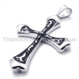 Colgante De Cruz De Titanio Negro - Cadena Gratis