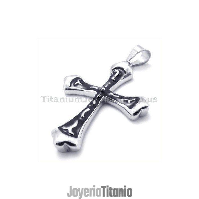 Colgante De Cruz De Titanio Negro - Cadena Gratis