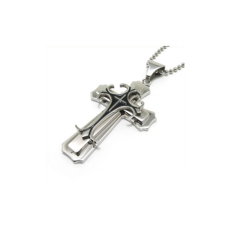 Colgante De Titanio Puro Con Cruz De Dos Capas Para Hombre, Cadena Gratis Colgante De Titanio Puro Con Cruz De Dos Capas Para Hombre, Cadena Gratis