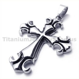 Colgante De Titanio Con Cruz Vintage - Cadena Gratis