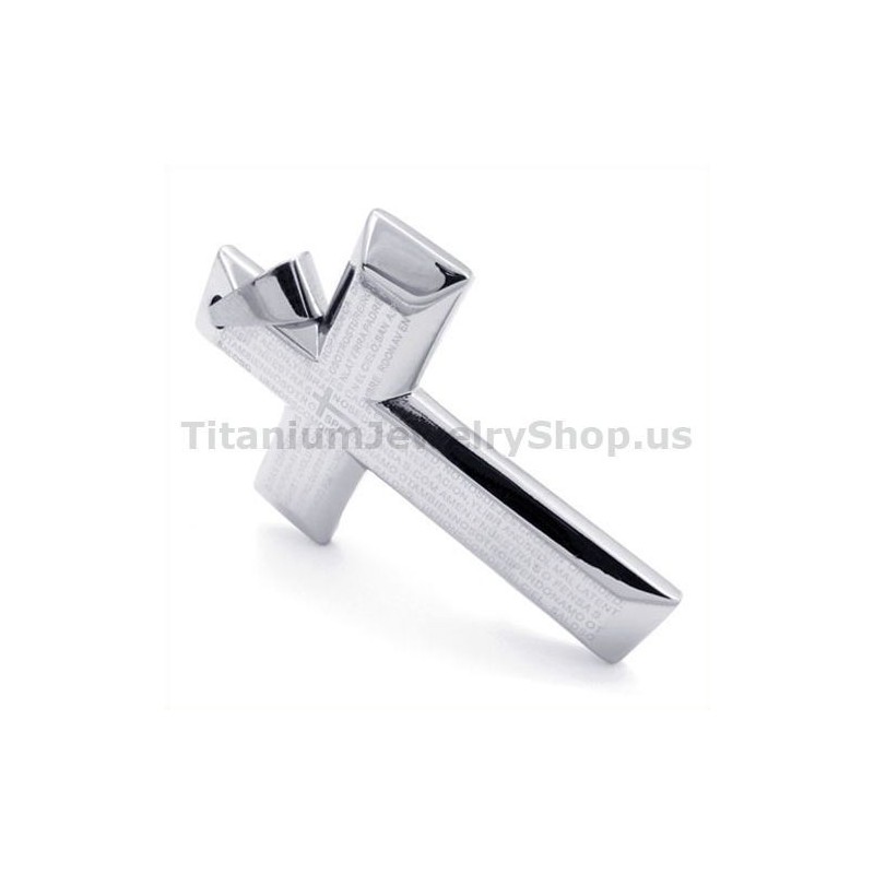 Colgante De Cruz De Titanio Color Plata - Cadena Gratis Colgante De Cruz De Titanio Color Plata - Cadena Gratis