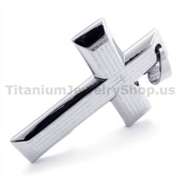 Colgante De Cruz De Titanio Color Plata - Cadena Gratis