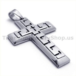 Colgante De Titanio Con Cruz De Plata - Cadena Gratis