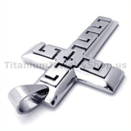 Colgante De Titanio Con Cruz De Plata - Cadena Gratis