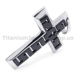 Colgante De Cruz De Titanio Negro - Cadena Gratis