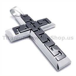 Colgante De Cruz De Titanio Negro - Cadena Gratis