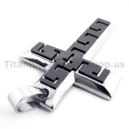 Colgante De Cruz De Titanio Negro - Cadena Gratis