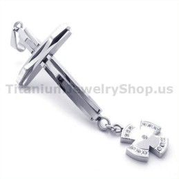 Colgante De Cruz De Plata Y Titanio Con Diamantes (Cadena Gratis)