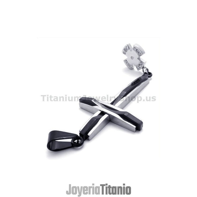 Colgante De Titanio Con Cruz Negra Y Diamantes (Cadena Gratis) Colgante De Titanio Con Cruz Negra Y Diamantes (Cadena Gratis)