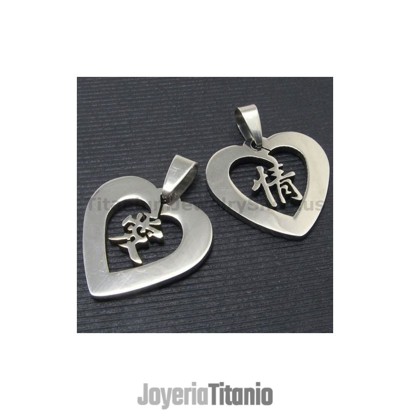 Colgantes De Titanio Con Caracteres Chinos De Amor - Cadenas Gratis