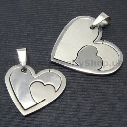 Conjunto De Colgantes De Titanio Con Forma De Corazón Para Amantes (Cadenas Gratis)