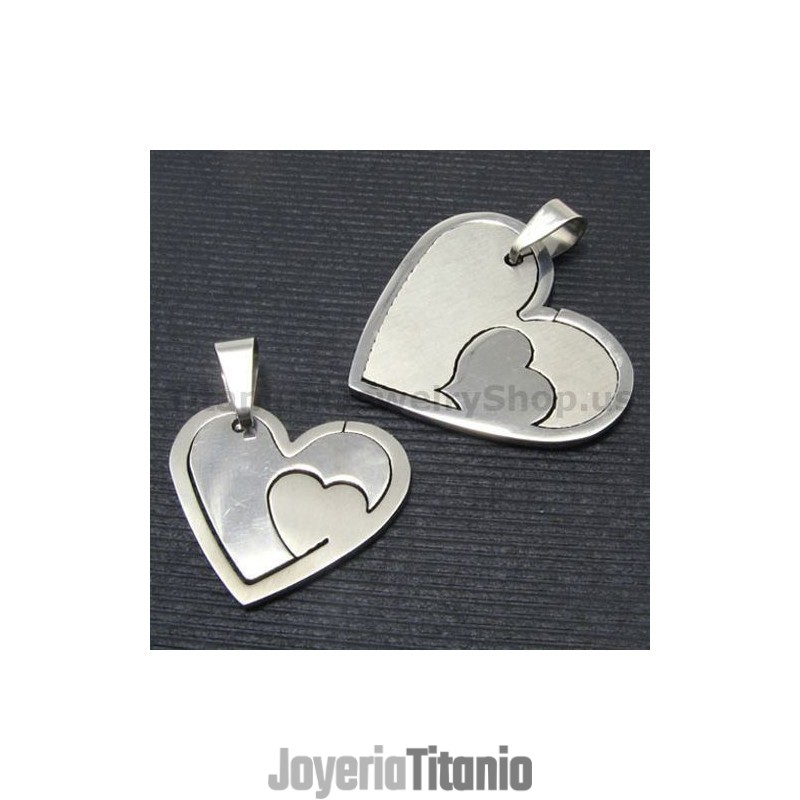 Conjunto De Colgantes De Titanio Con Forma De Corazón Para Amantes (Cadenas Gratis)