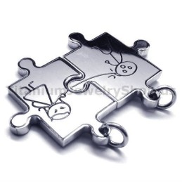 Colgantes De Titanio Con Forma De Rompecabezas Para Amantes - Cadenas Gratis