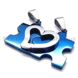 Colgantes De Titanio Con Forma De Corazón (Azul) - Cadenas Gratis
