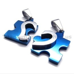 Colgantes De Titanio Con Forma De Corazón (Azul) - Cadenas Gratis