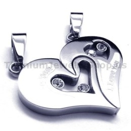 Colgantes De Titanio Con Forma De Corazón Para Amantes Con Cadenas Sin Diamantes