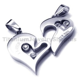 Colgantes De Titanio Con Forma De Corazón Para Amantes Con Cadenas Sin Diamantes