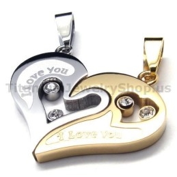 Colgantes De Titanio Con Forma De Corazón Para Amantes Con Cadenas Sin Diamantes
