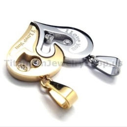Colgantes De Titanio Con Forma De Corazón Para Amantes Con Cadenas Sin Diamantes
