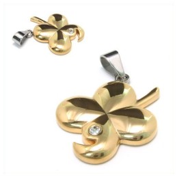 Colgante De Collar De Titanio Con Diseño De Flor Dorada De Moda