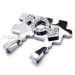 Colgantes De Titanio Con Forma De Rompecabezas Y Cadenas Sin Diamantes