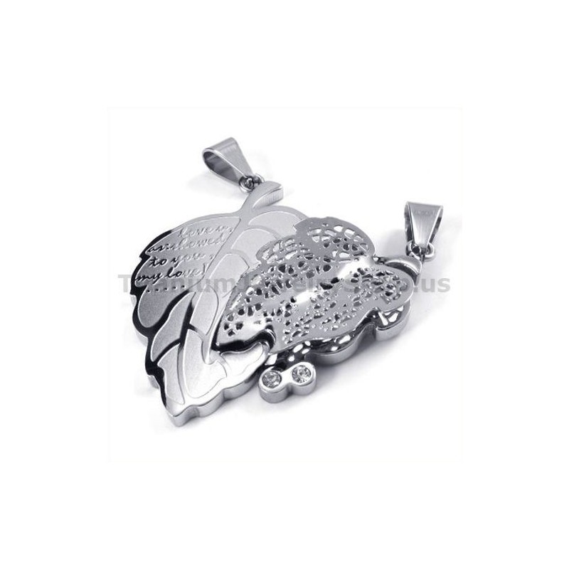 Colgantes De Titanio "Love You" Con Cadenas Sin Diamantes