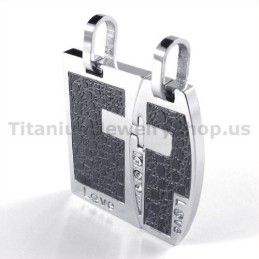 Colgantes De Titanio Negro Para Amantes Del Amor Con Cadenas Sin Diamantes