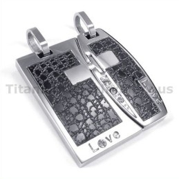 Colgantes De Titanio Negro Para Amantes Del Amor Con Cadenas Sin Diamantes
