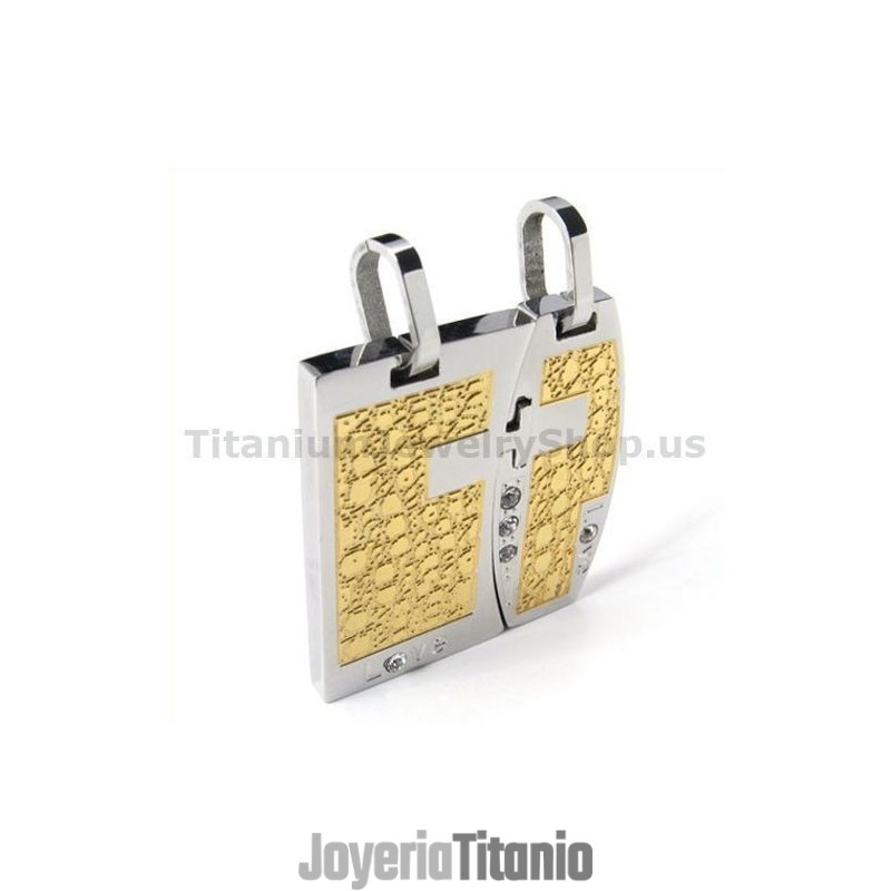 Colgantes De Titanio Love Gloden Para Amantes Con Cadenas Sin Diamantes Colgantes De Titanio Love Gloden Para Amantes Con Cadenas Sin Diamantes