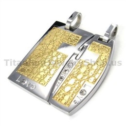 Colgantes De Titanio Love Gloden Para Amantes Con Cadenas Sin Diamantes