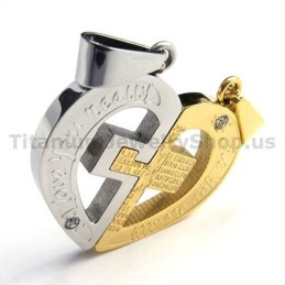 Colgantes De Titanio Dorado "Te Amo De Verdad" Con Cadenas Sin Diamantes.