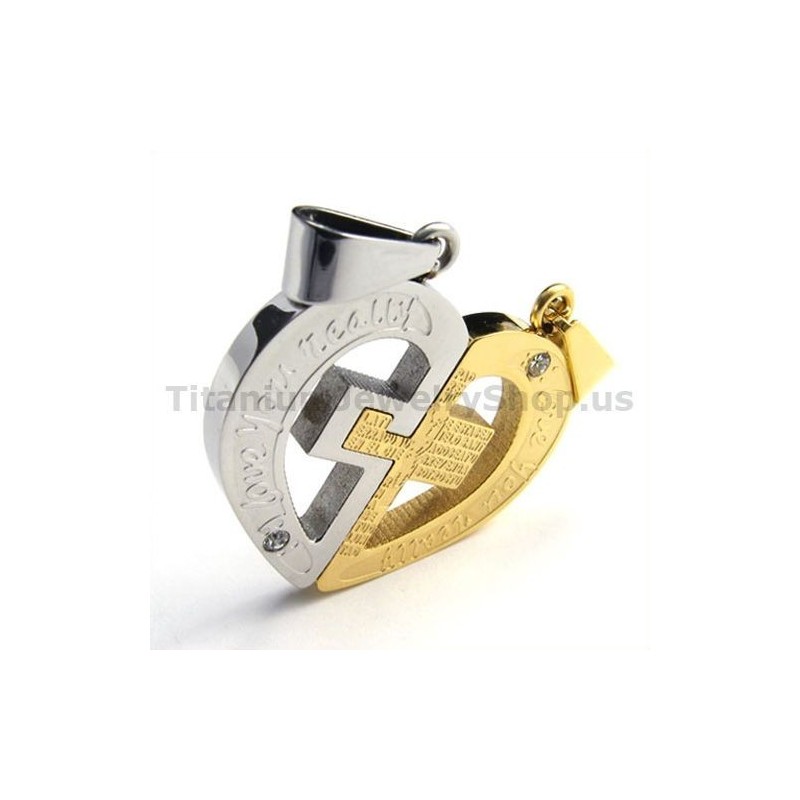 Colgantes De Titanio Dorado "Te Amo De Verdad" Con Cadenas Sin Diamantes.