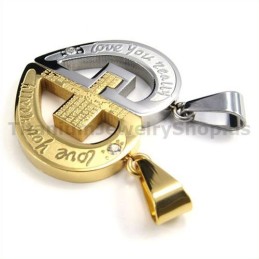Colgantes De Titanio Dorado "Te Amo De Verdad" Con Cadenas Sin Diamantes.
