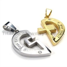 Colgantes De Titanio Dorado "Te Amo De Verdad" Con Cadenas Sin Diamantes.