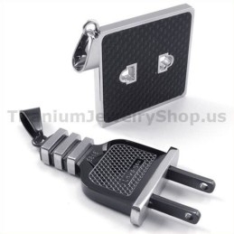 Colgantes De Titanio Negro Con Enchufe Y Enchufe Para Amantes - Cadenas Gratis