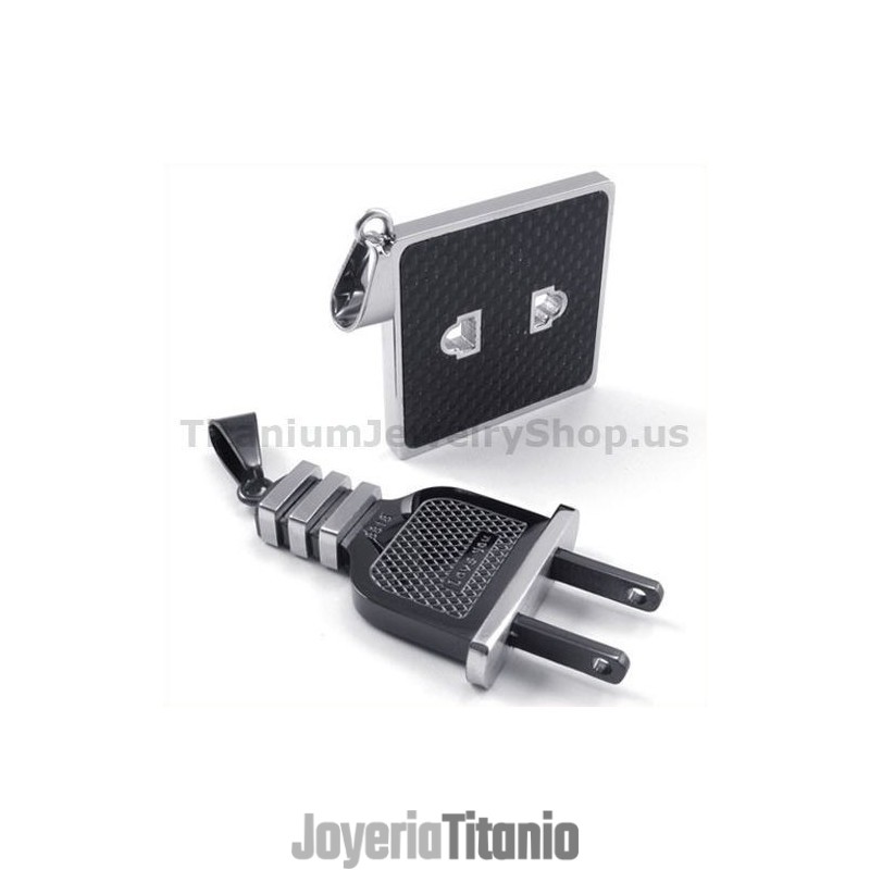 Colgantes De Titanio Negro Con Enchufe Y Enchufe Para Amantes - Cadenas Gratis Colgantes De Titanio Negro Con Enchufe Y Enchufe Para Amantes - Cadenas Gratis
