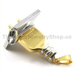 Colgantes De Titanio Dorado Con Enchufe Y Conector Para Amantes - Cadenas Gratis
