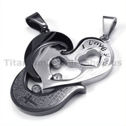 Colgantes De Corazón Y Cruz De Titanio Negro Para Amantes Con Cadenas Sin Diamantes